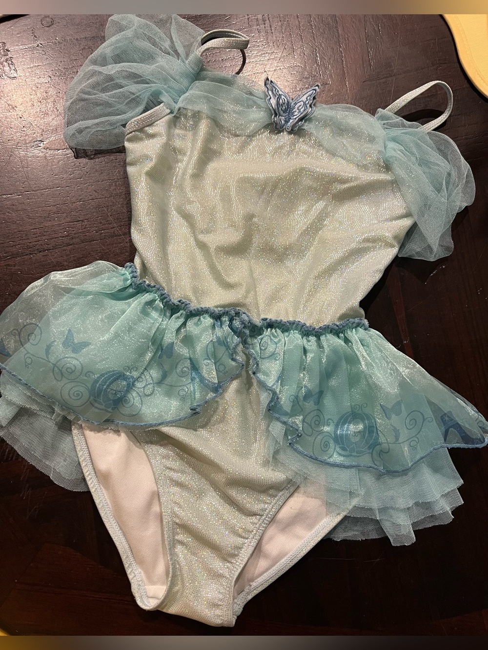 Toddler girls Disney Store Cinderella princess tulle tutu one piece swimsuit 5T